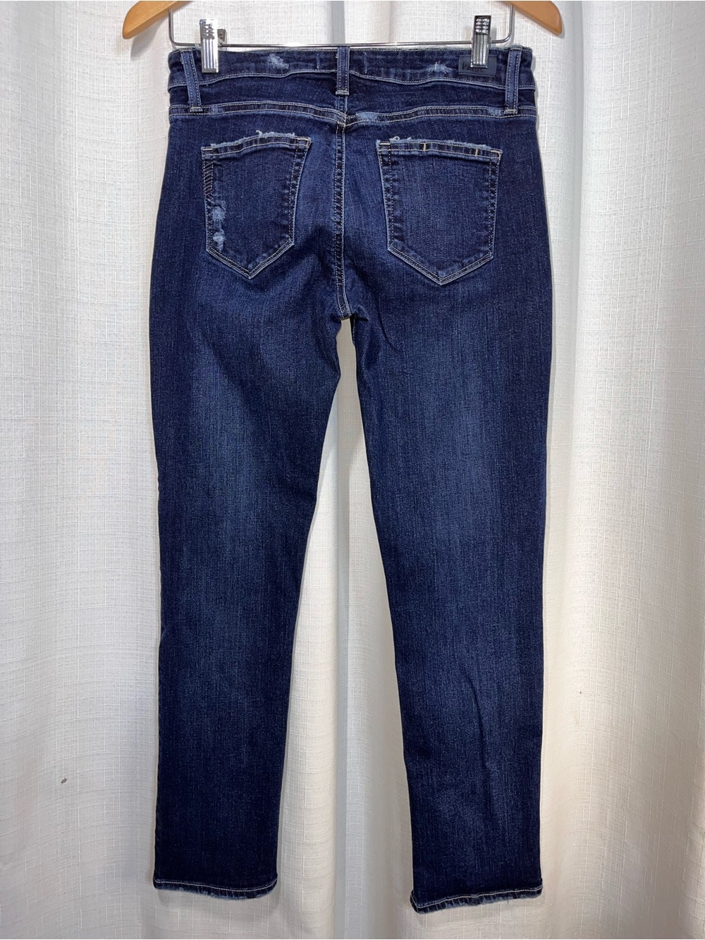 PAIGE Brigitte Slim Straight Jeans Women 26 Dark Wash Distressed Stretch Denim - Picture 2 of 6